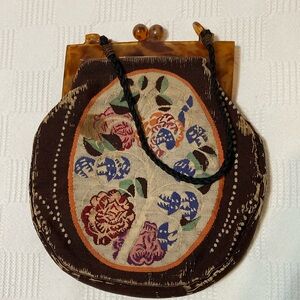 ANTIQUE BEAUTIFUL BROWN FLORAL BAG